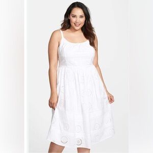 Adrianna Papell White Cotton Midi Dress 12 NWT